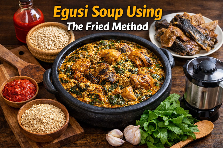 Egusi soup using the fried method