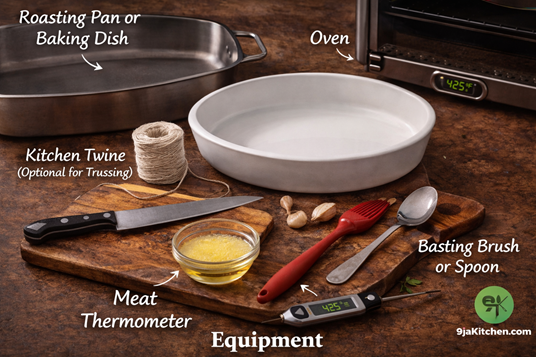 How To Make Garlic Roasted Chicken – The Delicious Flavor-Packed Recipe🧄🍗🌟 3 Cooking equipment on a rustic surface