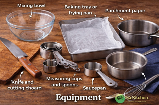 equipment with papper and sauce pan