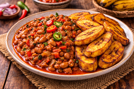 Nigerian beans and plantain