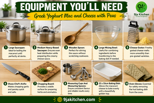 Greek Yoghurt Mac and Cheese with Peas Equipment