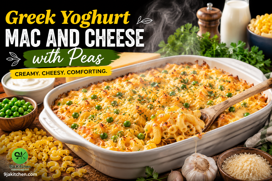 Greek Yoghurt Mac and Cheese with Peas