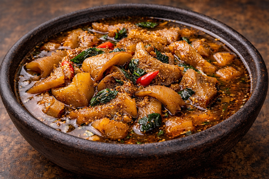 Nigerian cow skin pepper soup