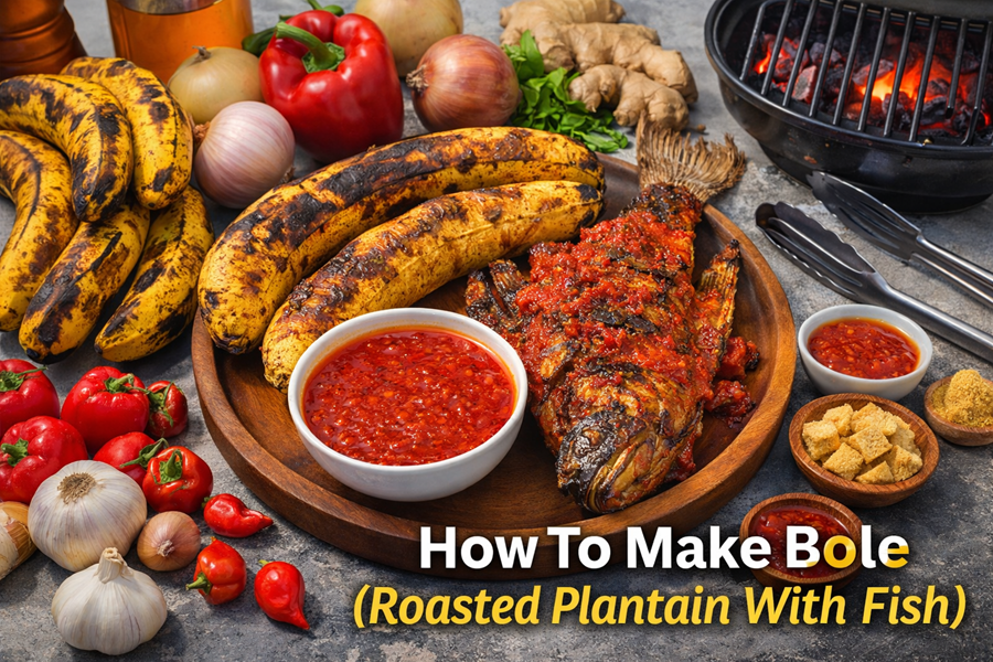 How To Make Bole (Roasted Plantain With Fish)