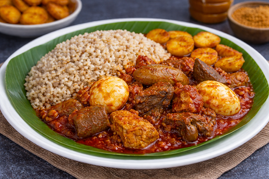 Ofada Rice Served with Ofada Stew