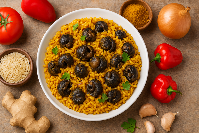 How to Make Delicious Coconut Curry Rice with Snails: A Must-Try African Recipe🌴🥘 2 African snail recipe