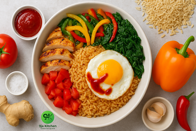 Healthy Nigerian Brown Rice Bibimbap – The Ultimate Fusion Bowl You’ll Love📝 2 Easy bibimbap with Nigerian flavours