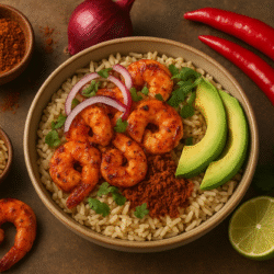 Shrimp and Suya Rice Bowl