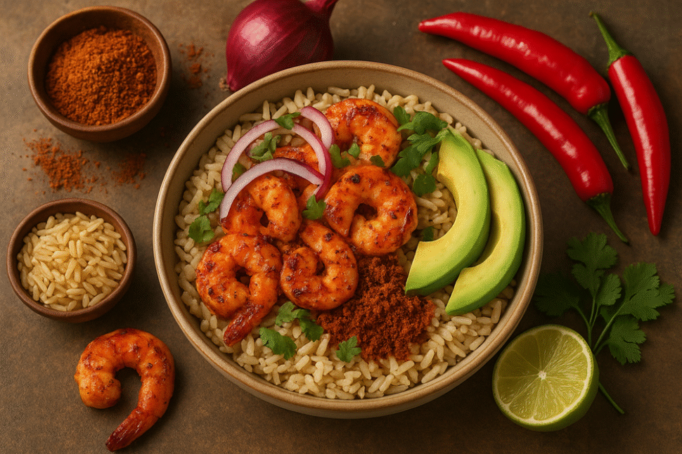 How to Make an Irresistible Shrimp and Suya Rice Bowl: A Flavour-Packed Fusion Recipe for Food Lovers 🥘🍤 2 Shrimp and Suya Rice Bowl