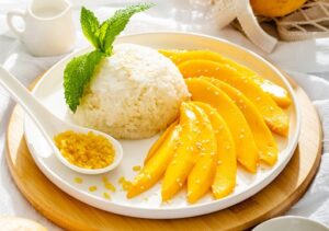 Traditional Thai sticky rice with mango dessert