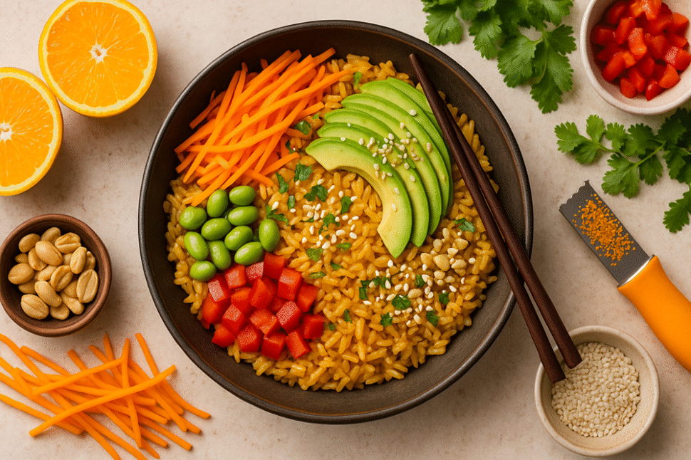 π§‘ How to Make Irresistible Orange Rice Bowl π | A Refreshing Power Meal for All Seasons 1 Orange Rice Bowl