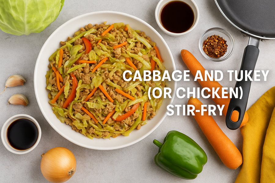Cabbage and Turkey (or Chicken) Stir-Fry