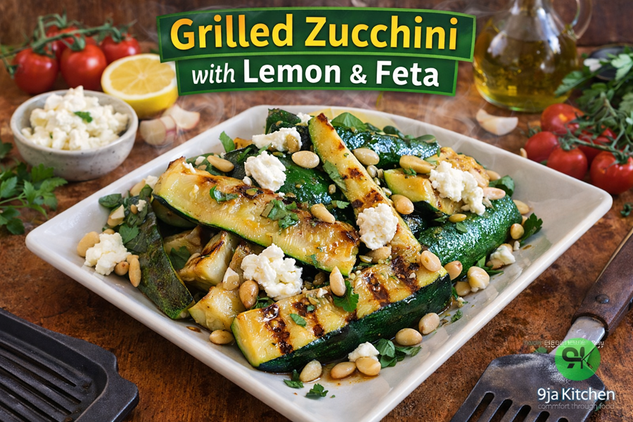 Grilled Zucchini with Lemon and Feta