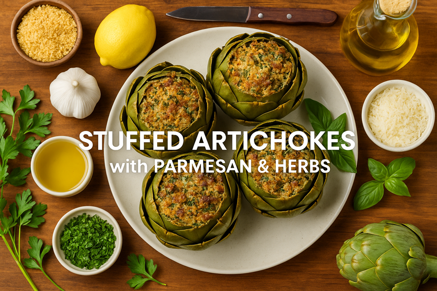 Stuffed Artichokes with Parmesan and Herbs