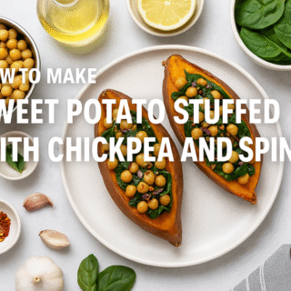 Sweet Potato Stuffed with Chickpea and Spinach