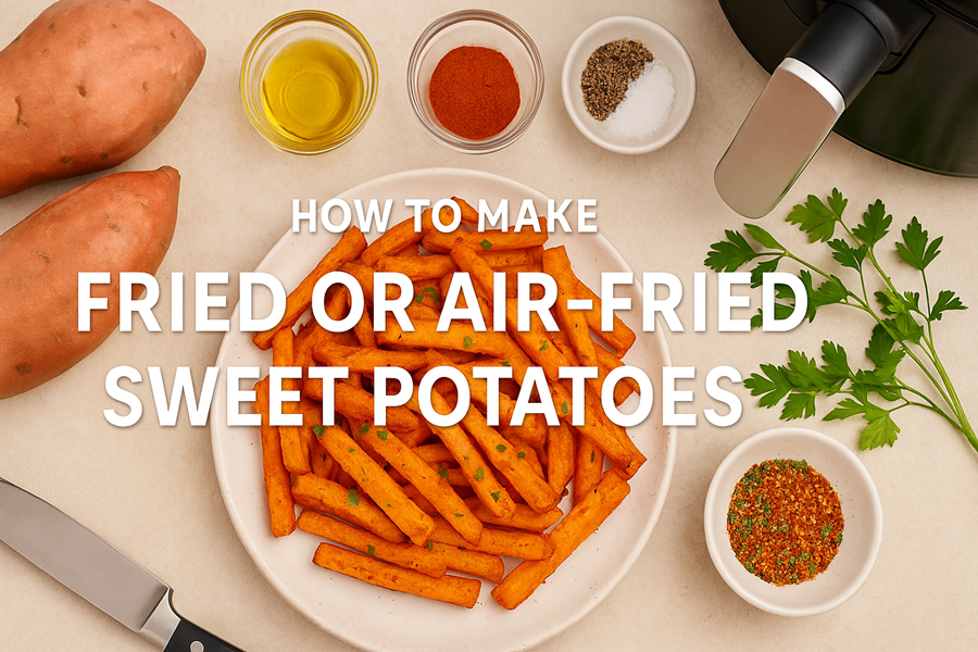 fried or air-fried sweet potatoes