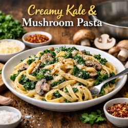 Creamy Kale and Mushroom Pasta