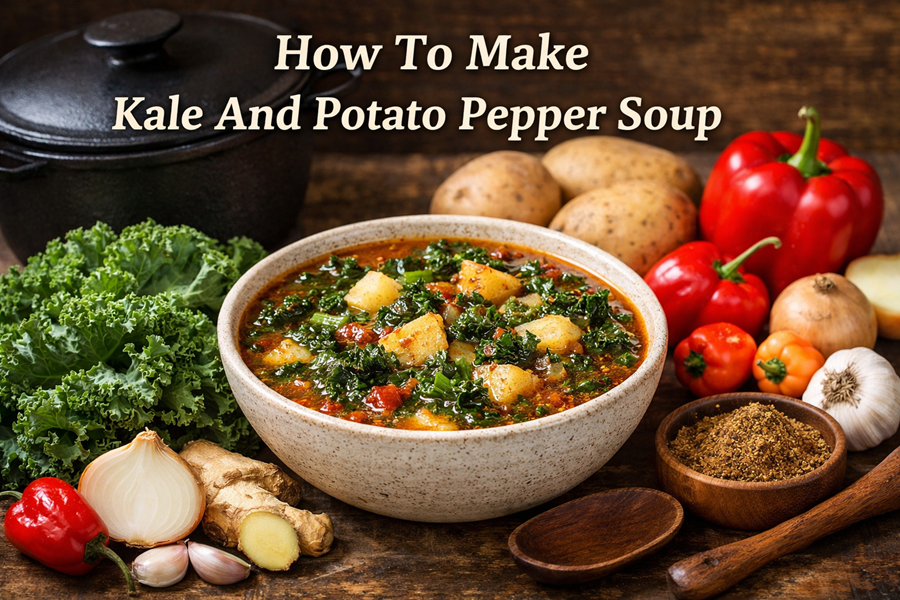 Kale and potato pepper soup