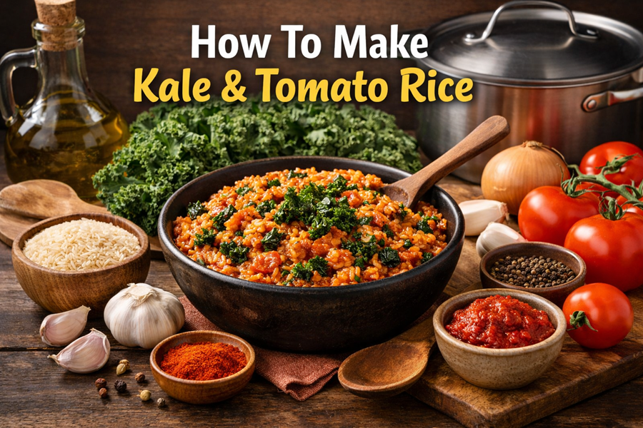 How to make kale and tomato rice
