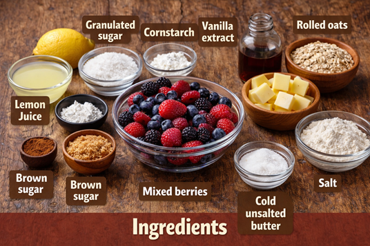 mixed berry crumble with oats