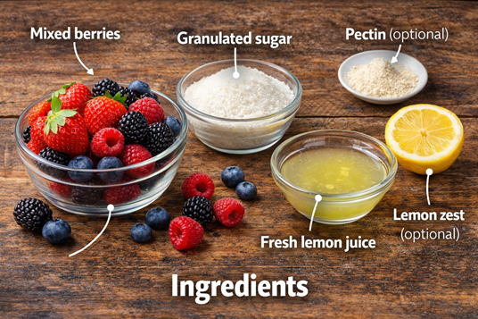 homemade mixed berry jam