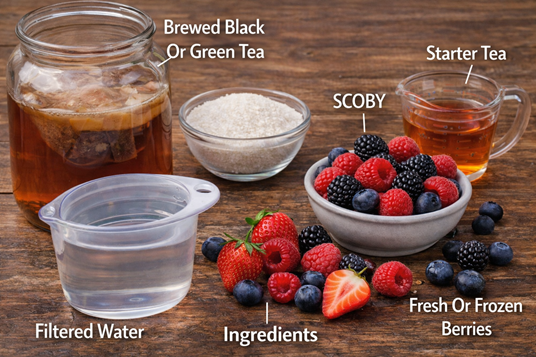 How To Make Berry Kombucha: A Refreshing, Powerful, And Happy Homemade Fermented Drink 🍓✨ 2 homemade berry kombucha