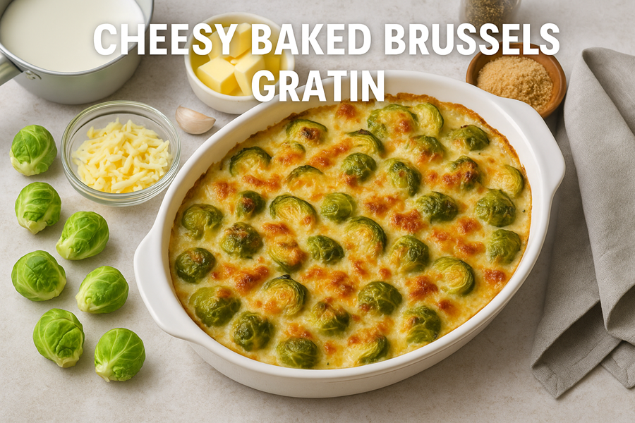 Cheesy Baked Brussels Gratin