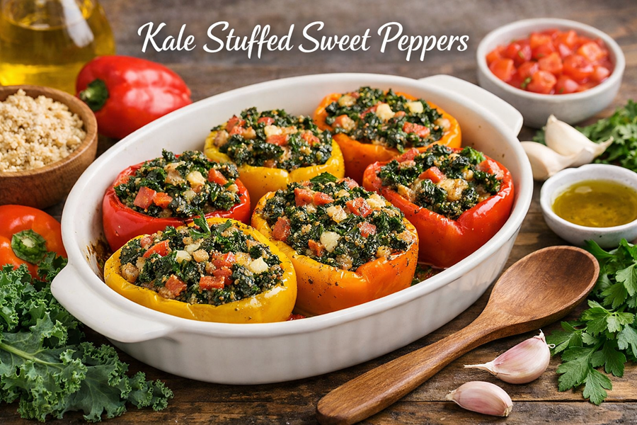 Kale stuffed sweet peppers