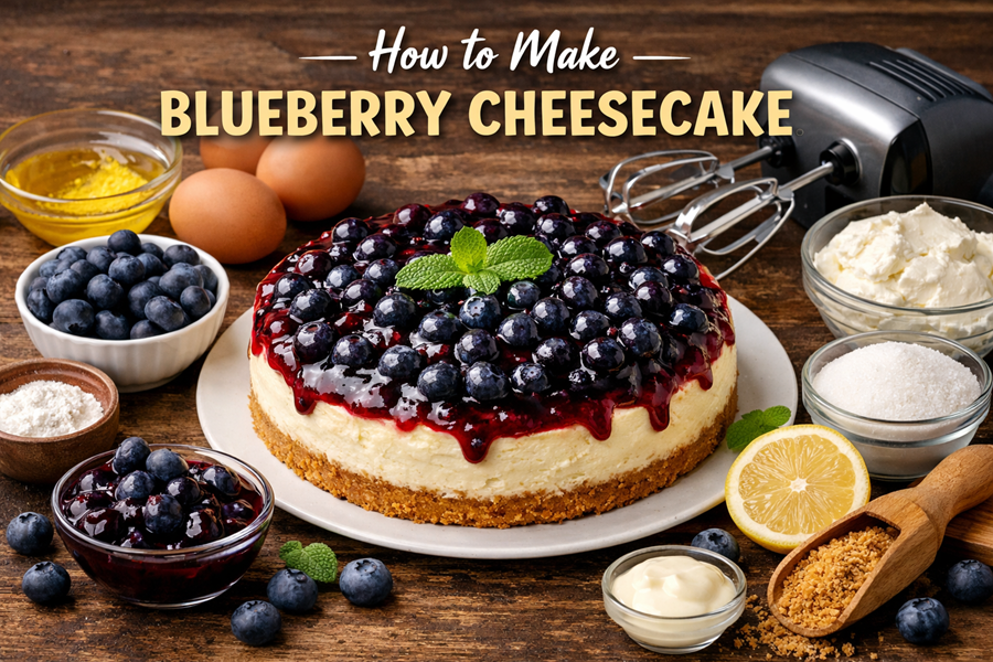 easy blueberry cheesecake