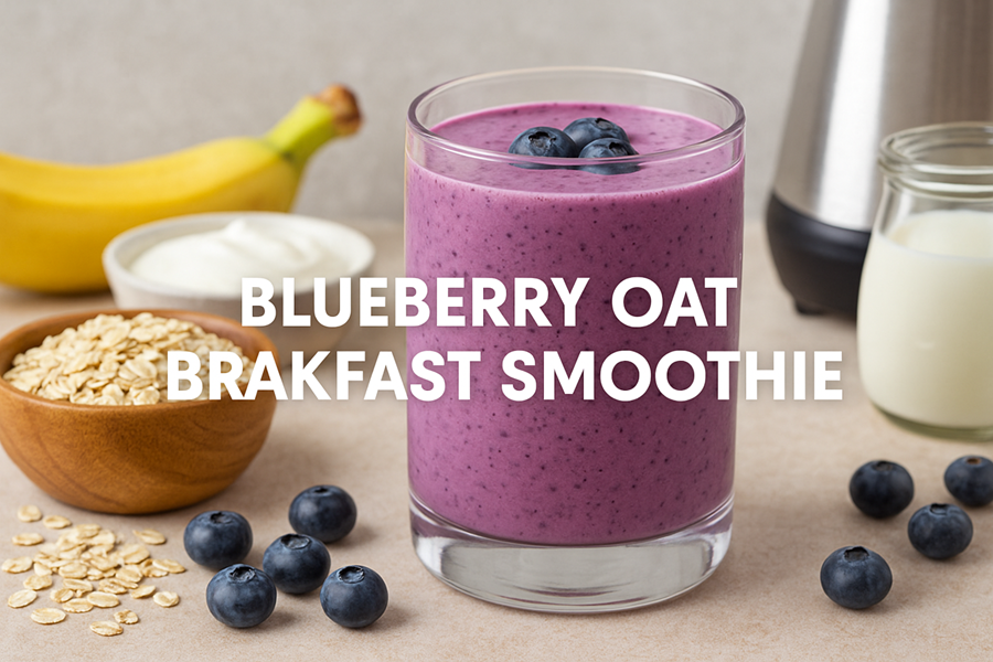 blueberry oat breakfast smoothie