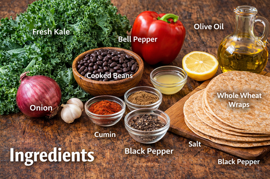 kale and bean wraps recipe