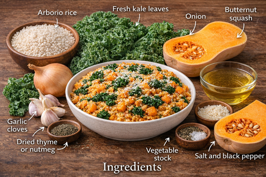 how to make kale and butternut squash risotto