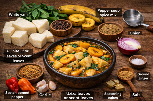 Yam And Plantain Pepper Soup Ingredients