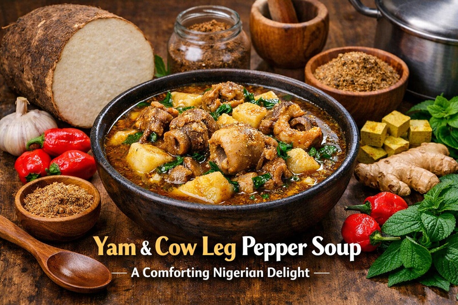how to make yam and cow leg pepper soup