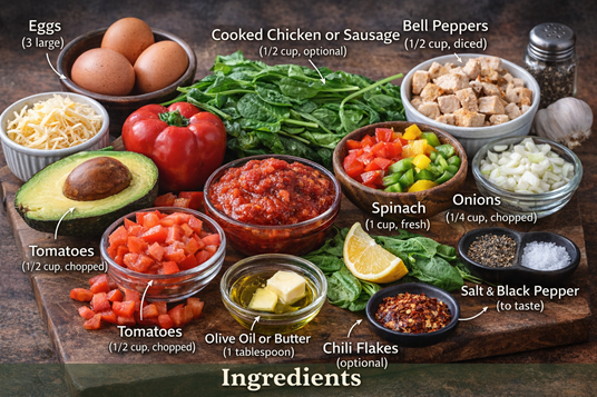 How To Make Breakfast Omelette Bowl – A Delicious And Power-Packed Morning Boost 🍳✨ 2 Breakfast Omelette Bowl Ingredients