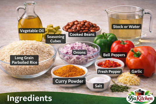 How To Make Curry Rice And Beans: Delicious One-Pot Delight🍚🍲 2 Nigerian Curry Rice and Beans