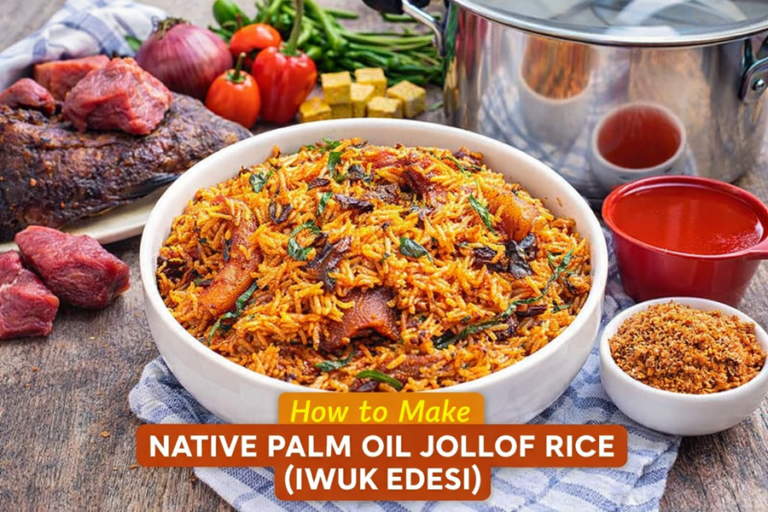 How To Make Native Palm Oil Jollof Rice (Iwuk Edesi) - A Delicious ...