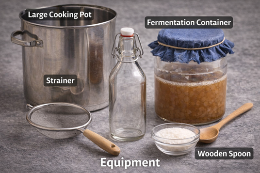 homemade Pito brewing process