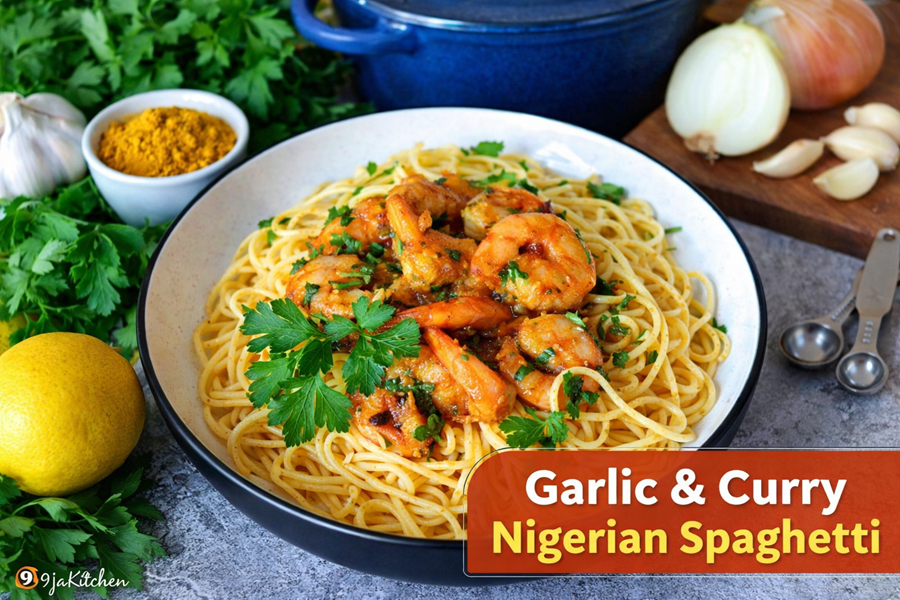 Garlic And Curry Nigerian Spaghetti