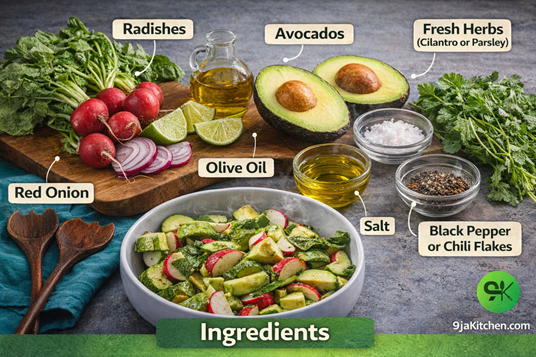 Radish Avocado Salad - Ingredients