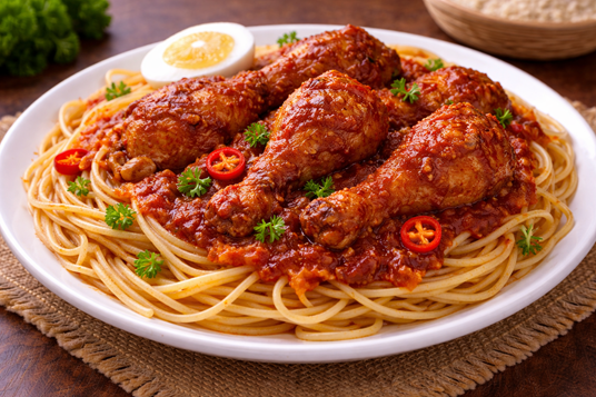 Spaghetti with Chicken Stew