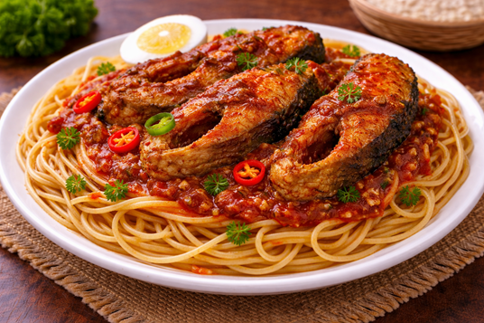 Spaghetti with Fried Fish