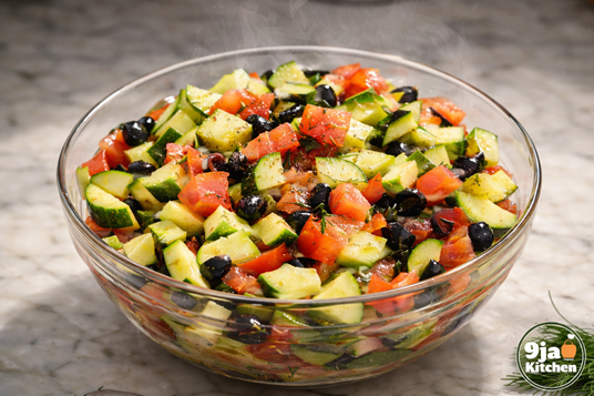 summer zucchini cucumber salad