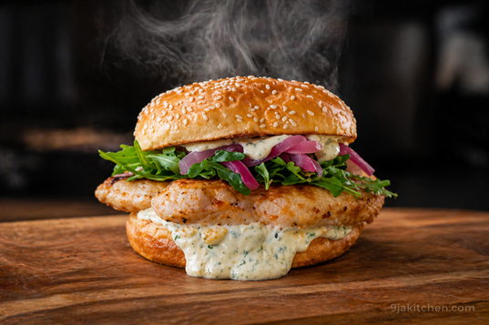 creamy garlic chicken sandwich