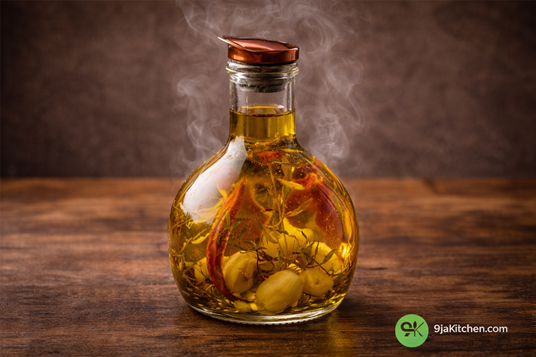 homemade garlic infused olive oil