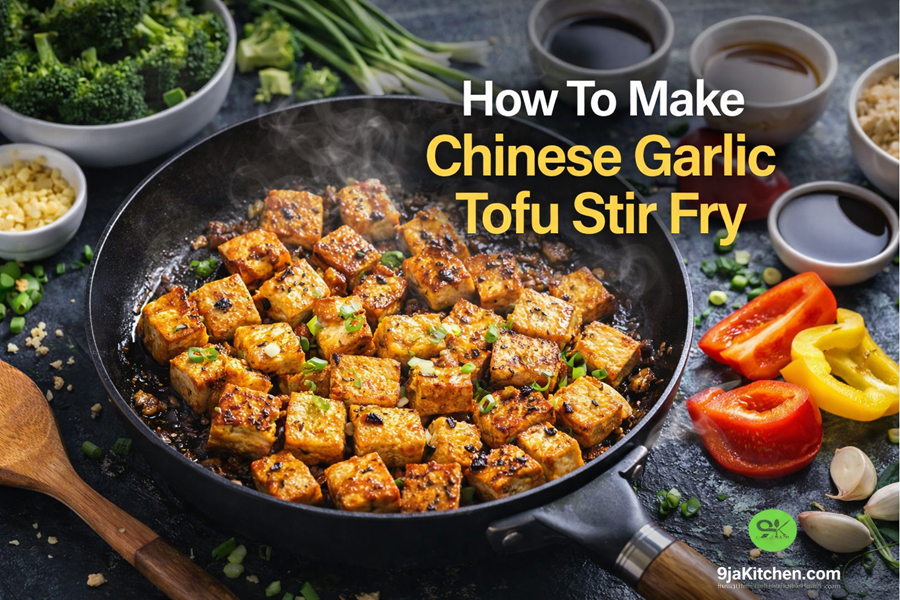 Chinese garlic tofu stir-fry