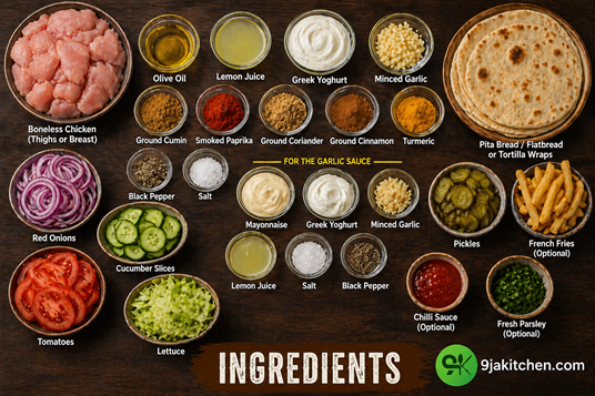 how to make garlic chicken shawarma wrap