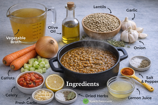easy garlic lentil soup recipe
