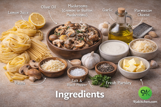 creamy garlic mushroom pasta