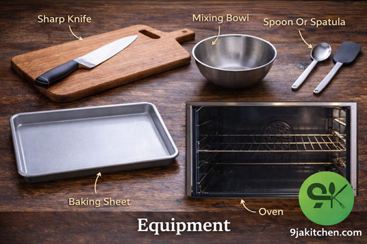 Kitchen equipment essentials on wooden surface